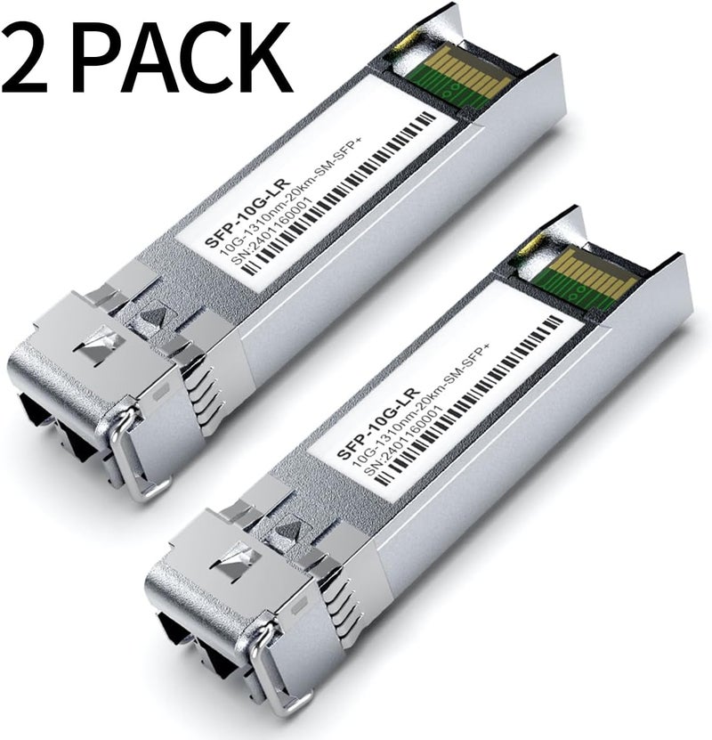 GESD 2Pack 1310nm SFP+ 10GBase-LR Single Mode Module, 10G LC SMF Fiber Optic Transceiver for Cisco SFP-10G-LR, Ubiquiti UniFi UF-SM-10G, Meraki MA-SFP-10GB-LR, Netgear, TP-Link and More (1310nm DDM 20km) - Image 2